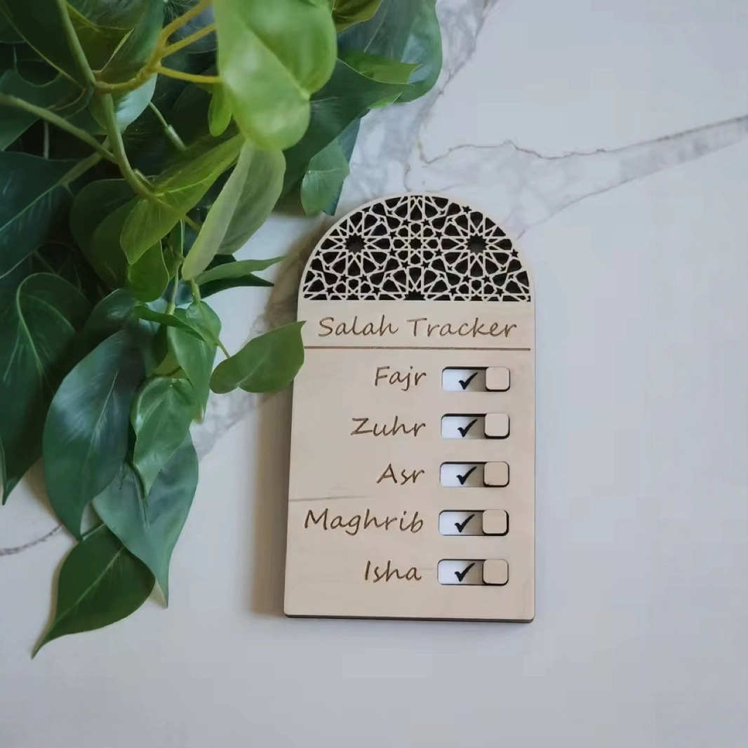 Islamic Eco-Friendly Wood Ramadan Tracker Decoration for Dining Table Eid Al Fitr Home Decor Muslim Gifts