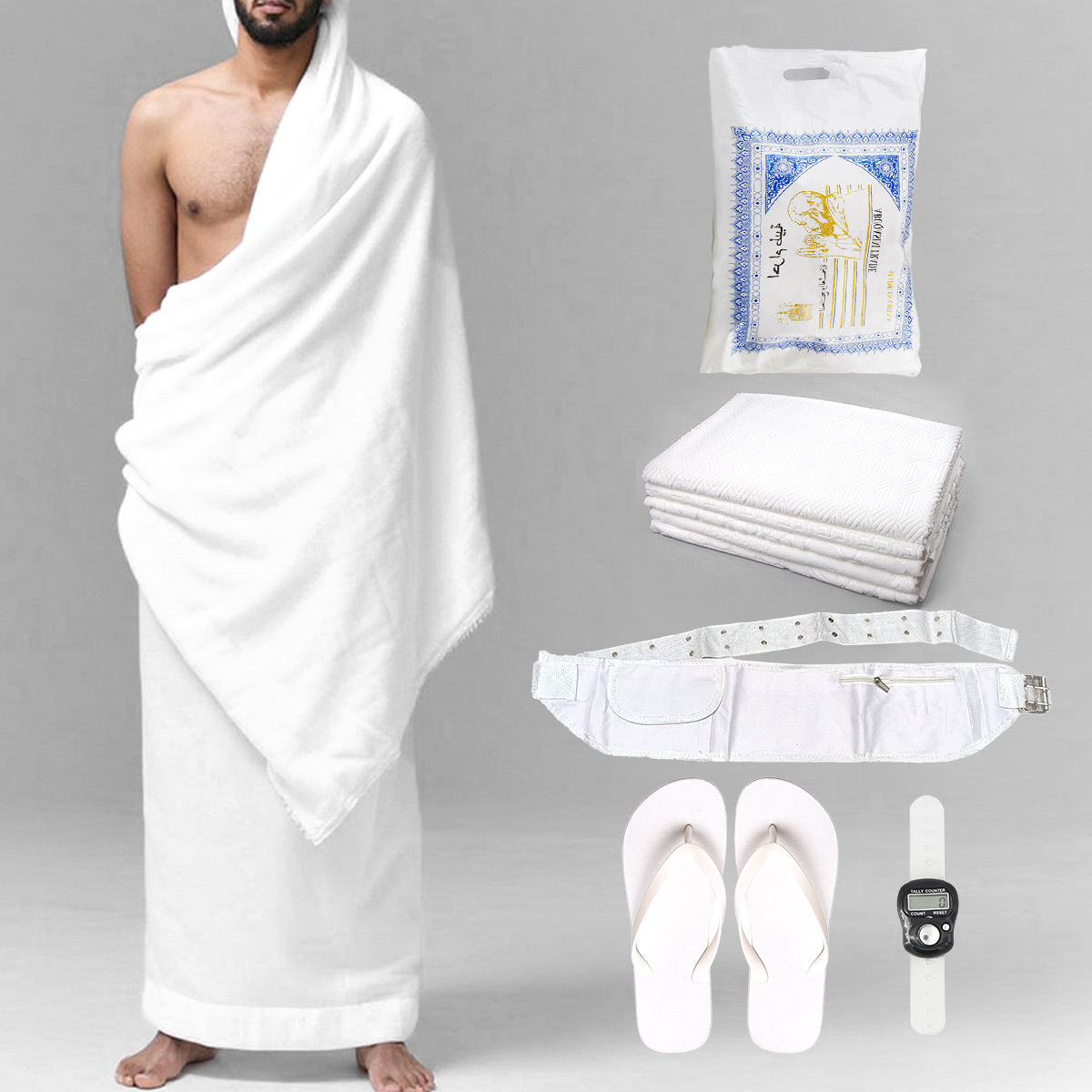 Wholesale Custom Pattern White Polyester Islamic Clothing Ihram Umrah Hajj Towel Ultra Soft Summer Pool Beach Towel gallery 4