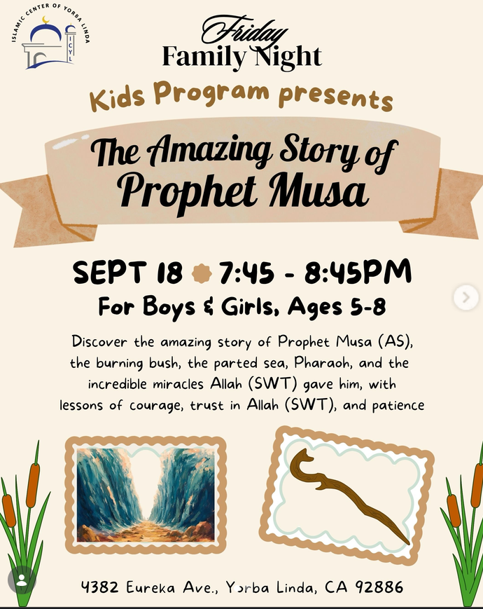 Friday Family Night — Kids Program presents "The Amazing Story of Prophet Musa"